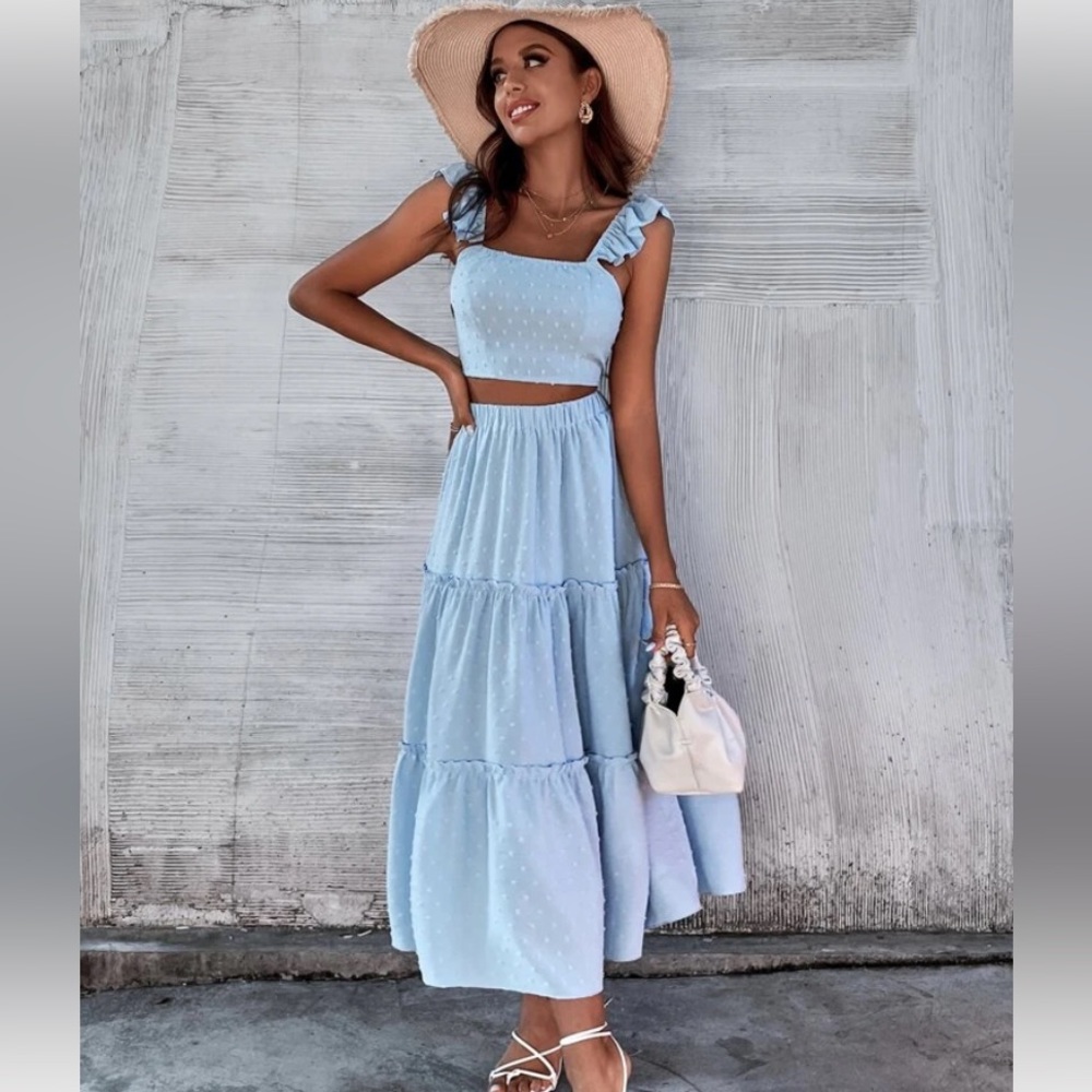 SHEIN swiss ruffle matching skirt and tank set